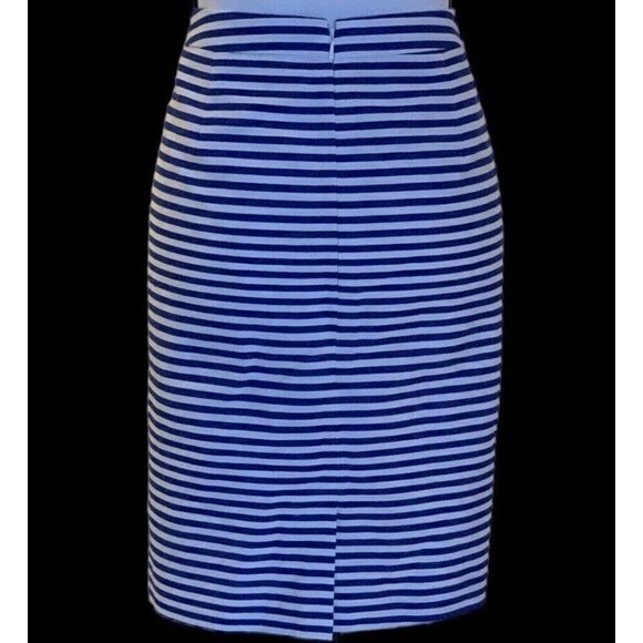 Halogen Womens Blue White Striped Straight Pencil Skirt Size 14 Lined Classy - Picture 10 of 16